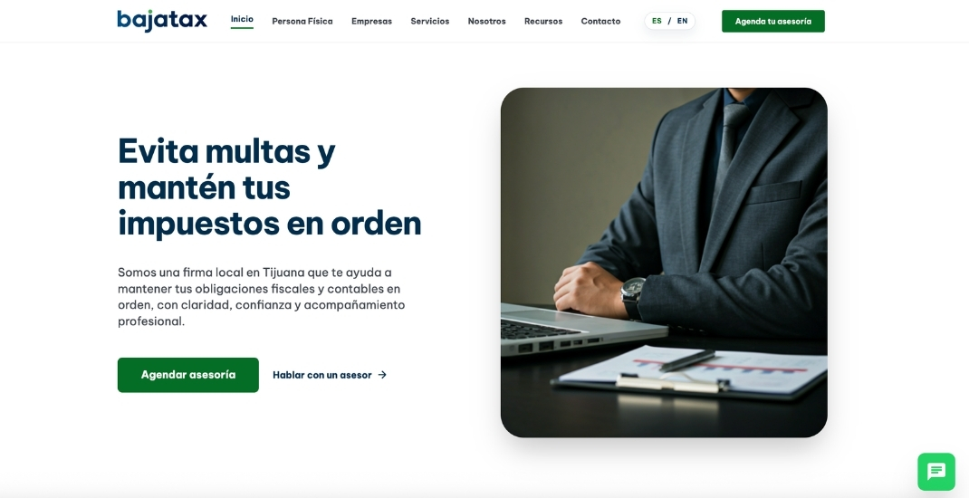Vista previa del sitio web de BajaTax